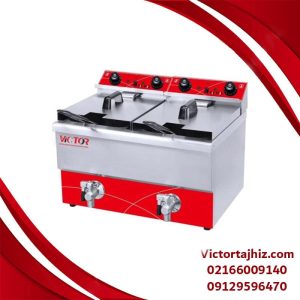 سرخ کن برقی دو لگن ۲۴ لیتر (۱۲+۱۲) با شیر تخلیه ویکتور